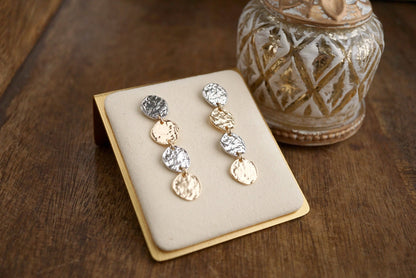 Golden Muse – Four Disc Cascade Earrings