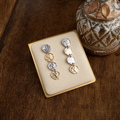 Golden Muse – Four Disc Cascade Earrings